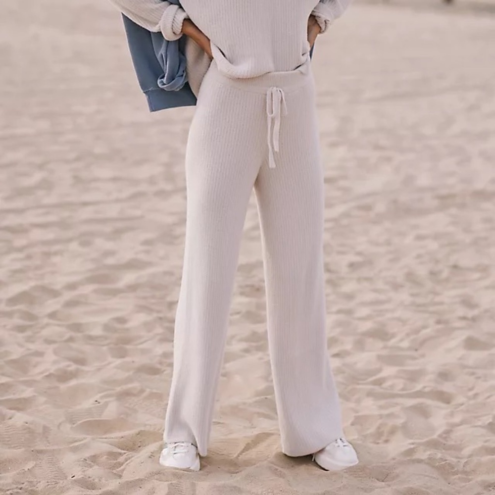NWT  Anthropologie Spiritual Gangster Ribbed Chenille Sweater wide leg pants L
